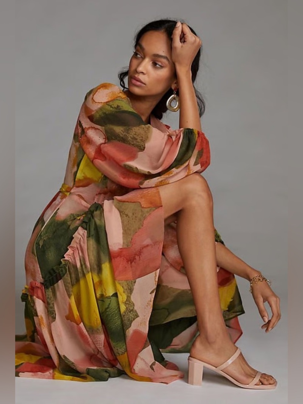 Hutch Floral Geo Wrap Maxi Dress Size S